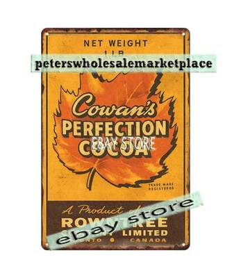 Cowan's perfection cocoa rustic pantry decor tin sign - Image 1 of 4