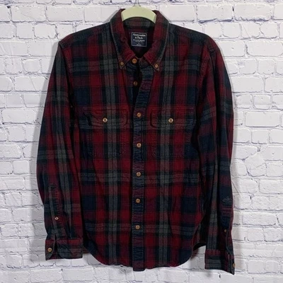 Abercrombie & Fitch Men Soft Flannel Plaid Button Down Red Black Sz L Casual - Image 1 of 4