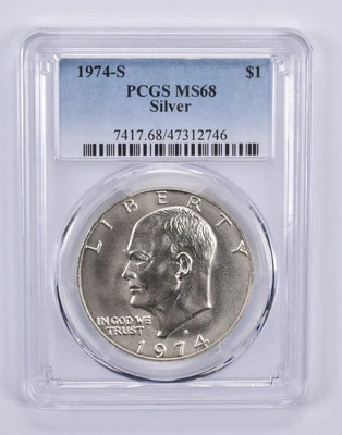 1974-S Eisenhower Dollar Ike Silver MS68 PCGS Blue Label - Image 1 of 4