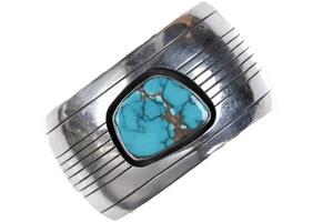 6.375" Vintage Native American sterling/turquoise shadowbox cuff bracelet - Picture 1 of 6