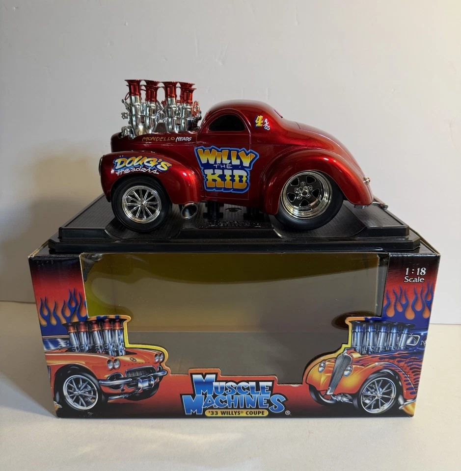 Muscle Machines '33 1933 Willys Coupe WILLY THE KID GASSER 1:18 Diecast Red - Image 1 of 4