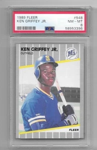 Ken Griffey Jr. 1989 Fleer Rookie Card RC Graded Nmt/Mint PSA 8 - Picture 1 of 1