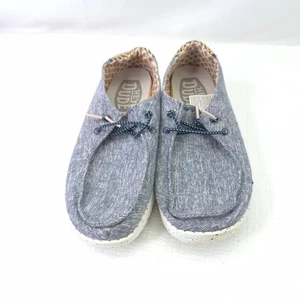 Hey Dude Wendy Size 7 Chambray Woven Lapis Blue Loafer Slip On Flats Shoes - Picture 1 of 7