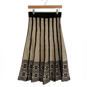 NEU Lapis Plisseerock nordischer Druck hellbraun schwarz Wollmischung Größe Medium - Bild 1 von 6