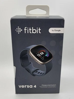 Fitbit Versa 4 Smartwatch Platinum Aluminum/Waterfall Blue Band - New Open Box - Image 1 of 4