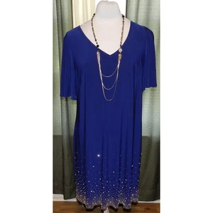 Abito JBS donna taglia 1X misto elasticizzato blu navy profondo manica spaccata impreziosito - Foto 1 di 4
