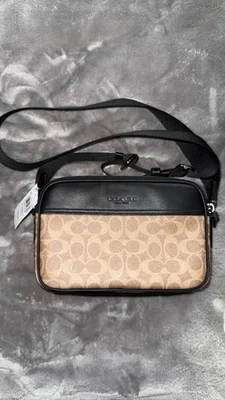 Bolso Bandolera Coach Graham Para Hombre en Lona Signature Gunmetal/Tostado/Negro CV921 Foto 1 de 3