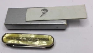 VINTAGE KNIFE UNITED STATES PLYWOOD CORPORATION 5 YEARS OF SERVICE Pearl in Box - Picture 1 of 7