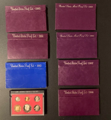 1982 - 1989 US Proof Sets Uncirculated Coins Cover