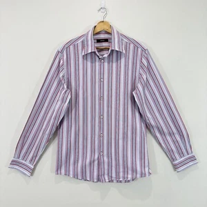 Marcs Shirt Mens Medium Multi-Coloured Stripes Button Up Cotton Casual Workwear - Picture 1 of 13