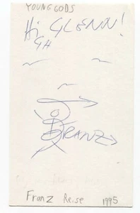Franz Treichler Signed 3x5 Index Card Autographed Signature Young Gods - Picture 1 of 2