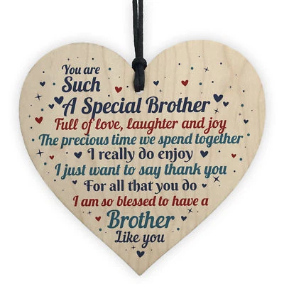 RED OCEAN Brother Gift From Sister Handmade Wood Heart Gift Birthday Thank You Family Gift