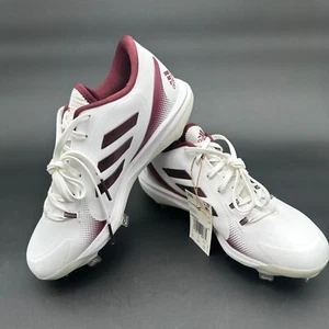 NEW - Adidas PureHustle 2.0 White Maroon Women's Softball Cleats Size 8.5 H00982 - Picture 1 of 8