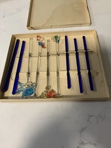 Nine Vintage Glass Swizzle Sticks - Picture 1 of 6