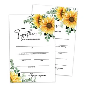 Sunflower Wedding Invitations with Envelopes Greenery Fill-in Style 25 Pack - Picture 1 of 5
