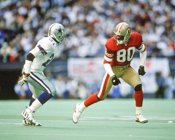 DEION SANDERS vs JERRY RICE Glossy 8x10 Photo Cowboys and 49ers Print Poster - Image 1 of 1