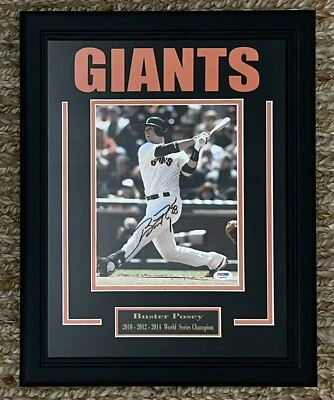 Foto firmada por Buster Posey de los Gigantes 8x10 - Enmarcada personalizada - MVP - PSA/DNA auténtica Foto 1 de 4