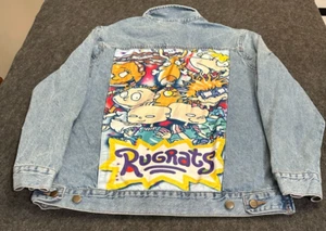 Nickelodeon Denim Rugrats Mens/ Womens  Jean Jacket Cartoon Size M B6 - Picture 1 of 5