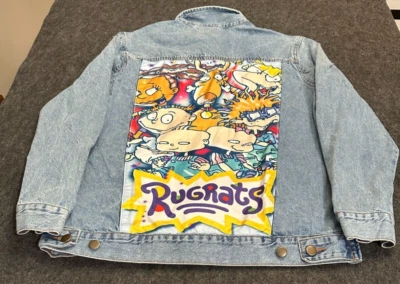 Nickelodeon Denim Rugrats Mens/ Womens  Jean Jacket Cartoon Size M B6 - Image 1 of 4