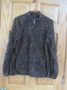 Jason Maxwell Women Brown & Black  Fleece Jacket Full Zip Pockets Size M - Picture 1 of 12