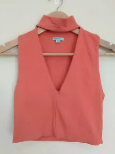 Kookai Rust Orange Sleeveless V-Neck Collared Women's Cropped Top Size 1 AUS 10 - Picture 1 of 6