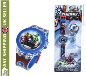 Children's Avengers Watch Cartoon Flashing Light Up Digital Superhero Kids Flash - Picture 1 of 8