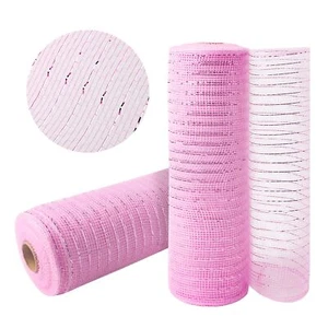 2 Rolls Pink Deco Mesh 10 in x 30 ftMesh Ribbon for Wedding Decoration Christ... - Picture 1 of 5