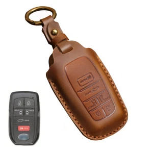Leather Remote Car Key Fob Cover Case Key Ring For Toyota Camry Sienna Previa - Picture 1 of 14
