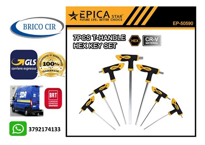 Chiavi a Brugola Con Impugnatura a T, Set Di Cacciaviti a T 7 Pezzi, Doppia Pres - Immagine 1 di 2
