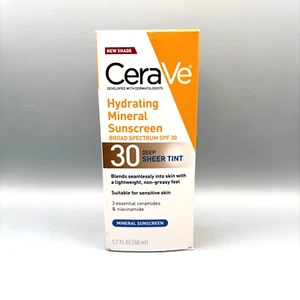 CeraVe Hydrating Mineral Sunscreen SPF 30 Deep Sheer Tint 1.7 oz, 11/2026 - Picture 1 of 6