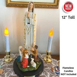 Our Lady of Fatima Figurine w Children Blessed Virgin Mary Statue Religious Gift - Picture 1 of 3