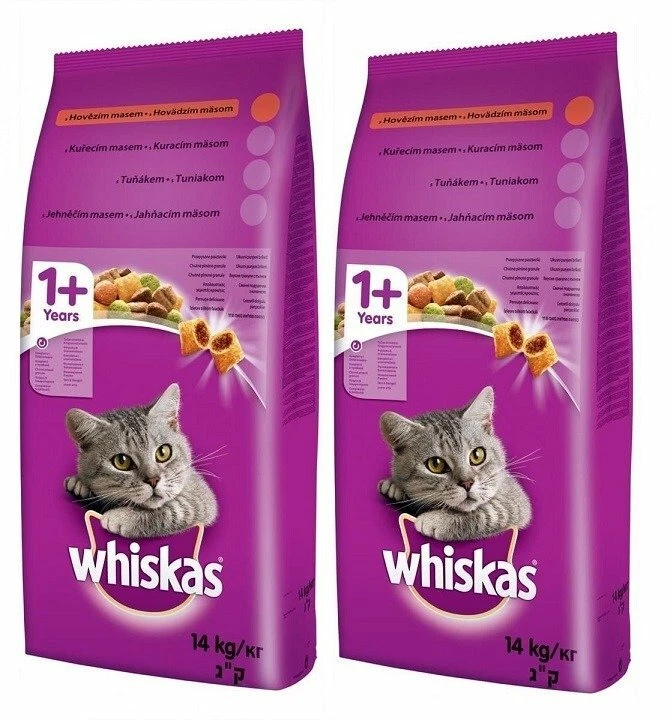 2 x 14 kg WHISKAS Katzenfutter Trockenfutter Thunfisch und Gemüse für Katze 1+ - Bild 1 von 1
