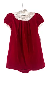 Edgehill Collection Dress Girls 12 mo. Red Holiday velvety Cotton w bloomers $80 - Picture 1 of 10