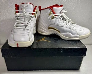 Air Jordan 12 Retro Gold White Red 2019 Basketball Sneakers Shoes Active Hoops - Picture 1 of 22
