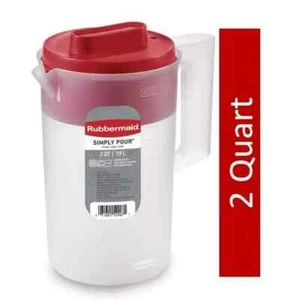 Rubbermaid 2 Quart 1 Pack Red Plastic Simply Pour Pitcher with Multifunction Lid - Picture 1 of 6