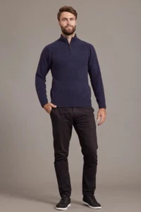 McDonald Possum Merino Short Zip Rib Sleeve Sweater - Picture 1 of 13