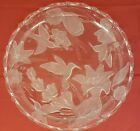 13" HUMMINGBIRD & LILIES CHARGER /SERVING PLATE FROSTED/CLEAR CRYSTAL GLASS