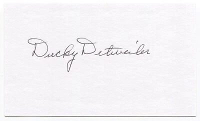 Ducky Detweiler Signed 3x5 Index Card Autographed Baseball 1942 Boston Braves - Image 1 of 2