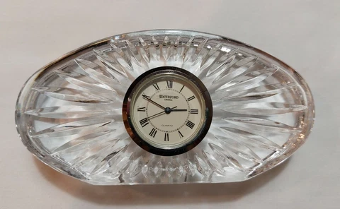Waterford Crystal Clock.  Starburst Design. Gothic Etching Cover