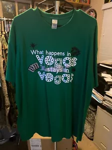 Green "What Happens In Vegas Stays In Vegas" T-Shirt - Picture 1 of 3