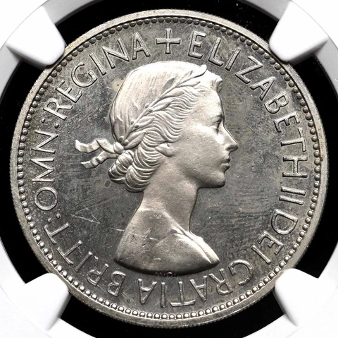 GREAT BRITAIN 1953 Elizabeth II Coronation Proof 1/2 Crown, NGC PF63 Cameo Cover