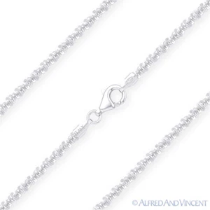 2.1mm Roc Link Italian Sparkle-Rope Chain Bracelet in .925 Italy Sterling Silver - Picture 1 of 2
