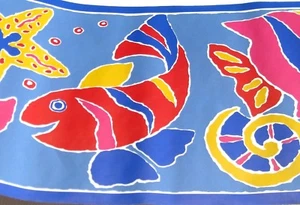 Wallpaper Border Tropical Colorful Fish Starfish Childrens Blue Brewster EH99943 - Picture 1 of 4