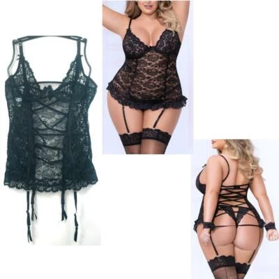 Seven 'til Midnight Mujer Romance Chemise Negro Talla Queen Nuevo 10851XP Foto 1 de 4