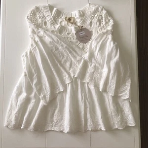 ISABELLA BOHO Size M 10/12 White Top 100% Cotton Embroidered Scalloped Hem NEW - Bild 1 von 9