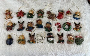 24pc. Mixed Lot 90's Miniature Christmas Ornaments Plastic Case Included - Picture 1 of 7