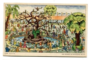 Postal de la Feria Mundial 1933 Siglo de Progreso Chicago MONOS EN LA ISLA ENCANTADA - Imagen 1 de 2