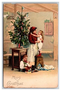 Weihnachtsbaum Familie Szene Eröffnung Geschenke Kinder UNP UDB Postkarte Micah XC9 - Bild 1 von 2