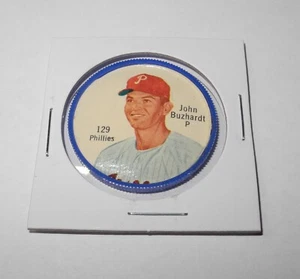 1962 Salada Baseball Pin Coin #129 John Buzhardt Philadelphia Phillies Near Mint - Picture 1 of 2