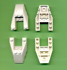LEGO--6153--6x4--Front Brick-Wedge Brick--Bevel-Star Wars-4 Pieces-White-